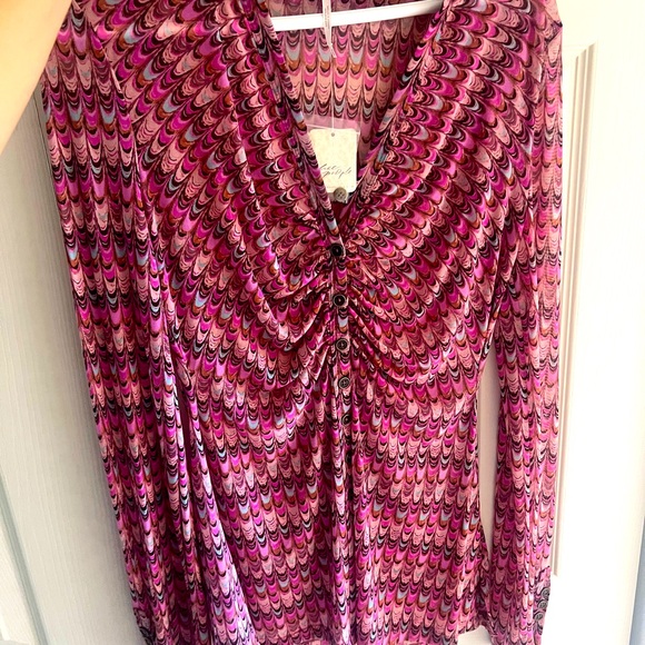 FREE PEOPLE LUCKY SHIRTEE long sleeve mesh top - Picture 2 of 5